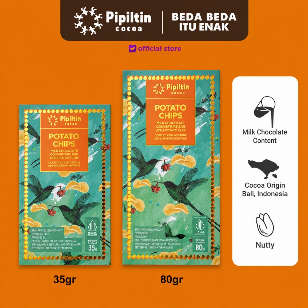 Pipiltin Cocoa Milk Coklat - Chocolate Bar Potato Chips