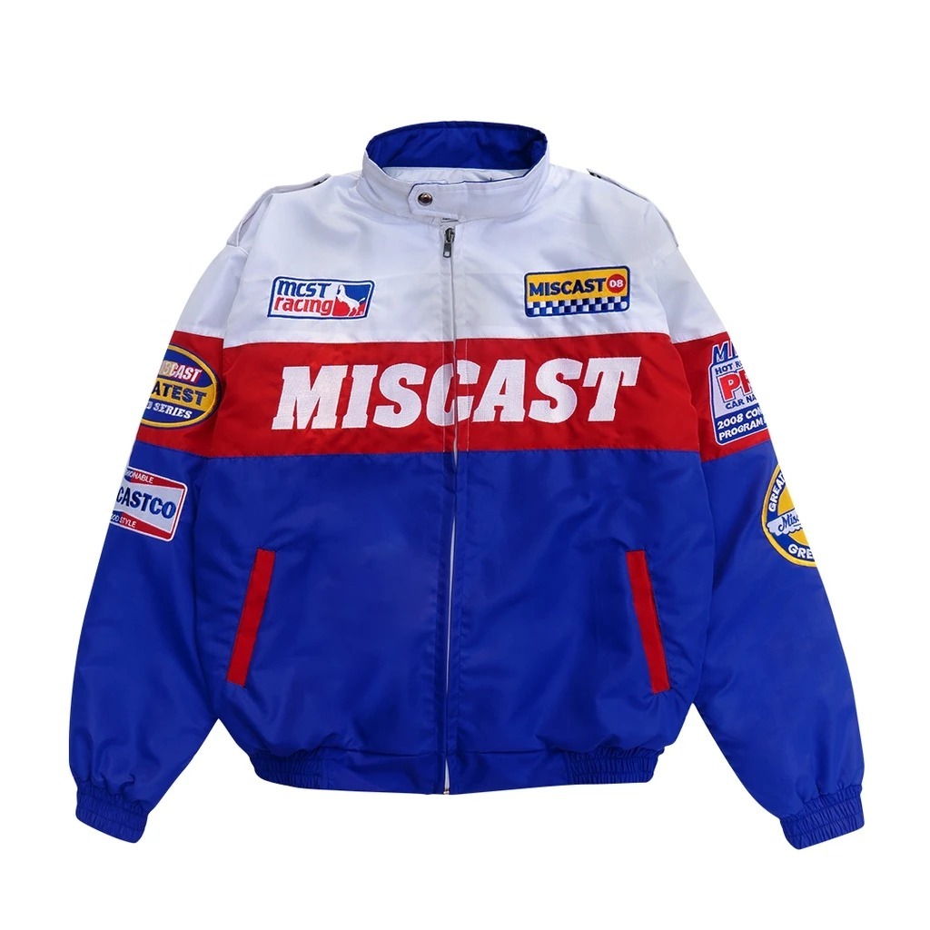 Miscast Jaket Nascar Vintage Parasut Pria Waterproof Camaro Biru