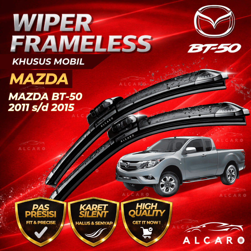 Alcaro Wiper Frameless MAZDA BT-50 2011 s/d 2015 Original Premium - Sapu Kaca MAZDA BT-50 - Wiper MA