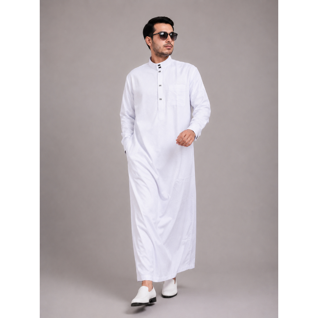 SAVAQ Gamis Pria Manset Jubah Modern Embos Baju Muslim Pria Dewasa