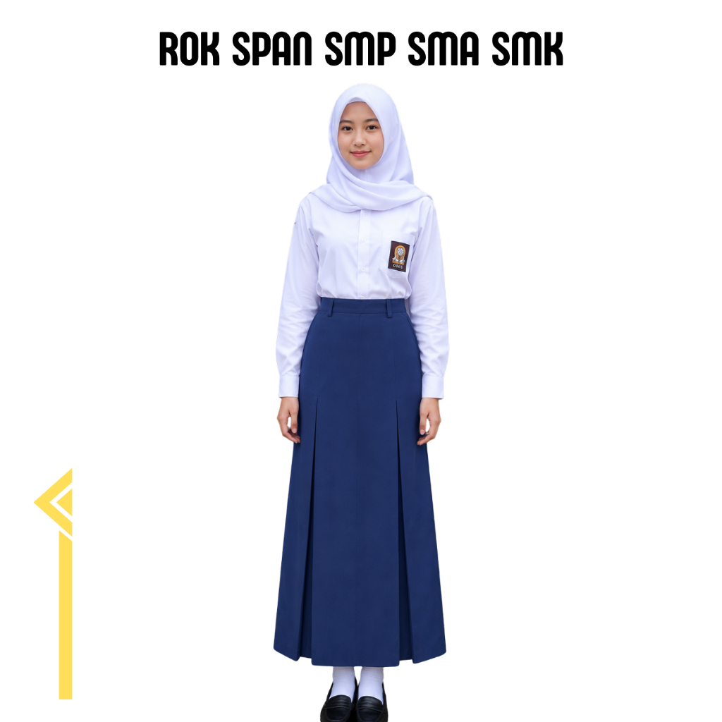 Rok Seragam Sekolah Span SMP SMA Pinggang Karet Nyaman