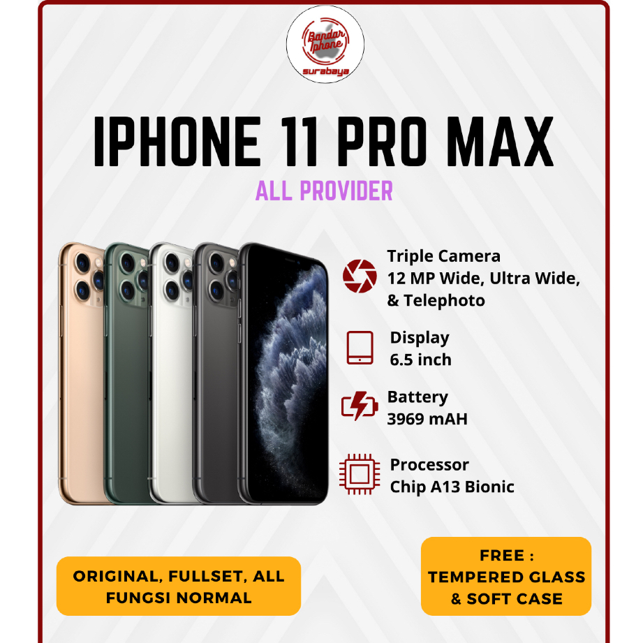 iPhone 11 Pro Max 64GB/256GB/512GB Fullset Second All Operator Bergaransi
