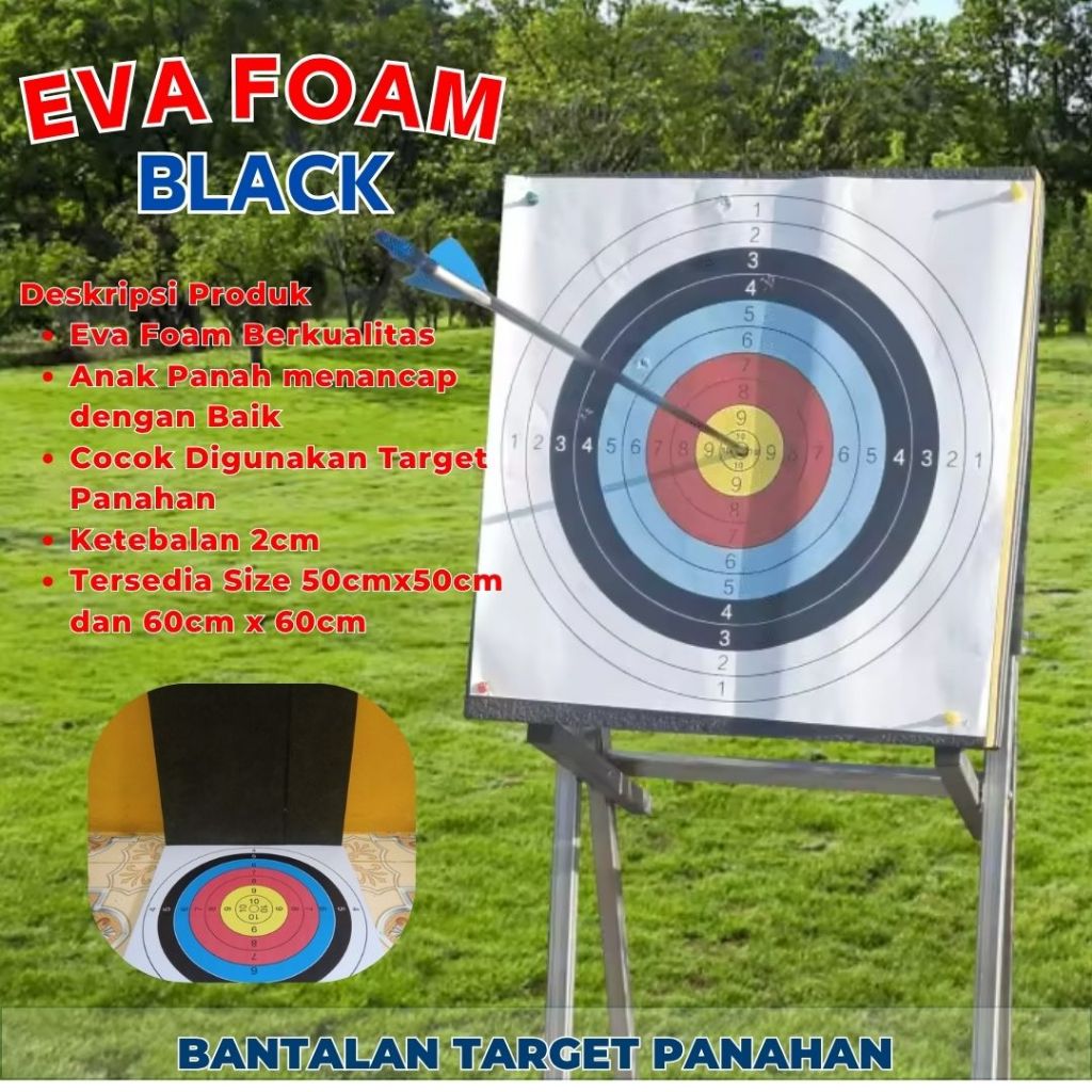 Busa Ati Bantalan Target Panahan, Busa Panahan Archery Eva Foam hitam 2cm