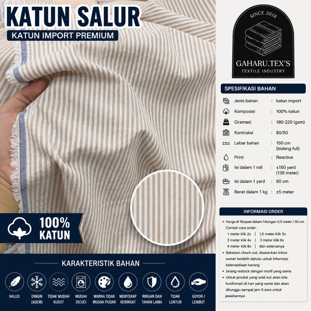 kain katun salur // kain katun salur import // kain katun salur meteran