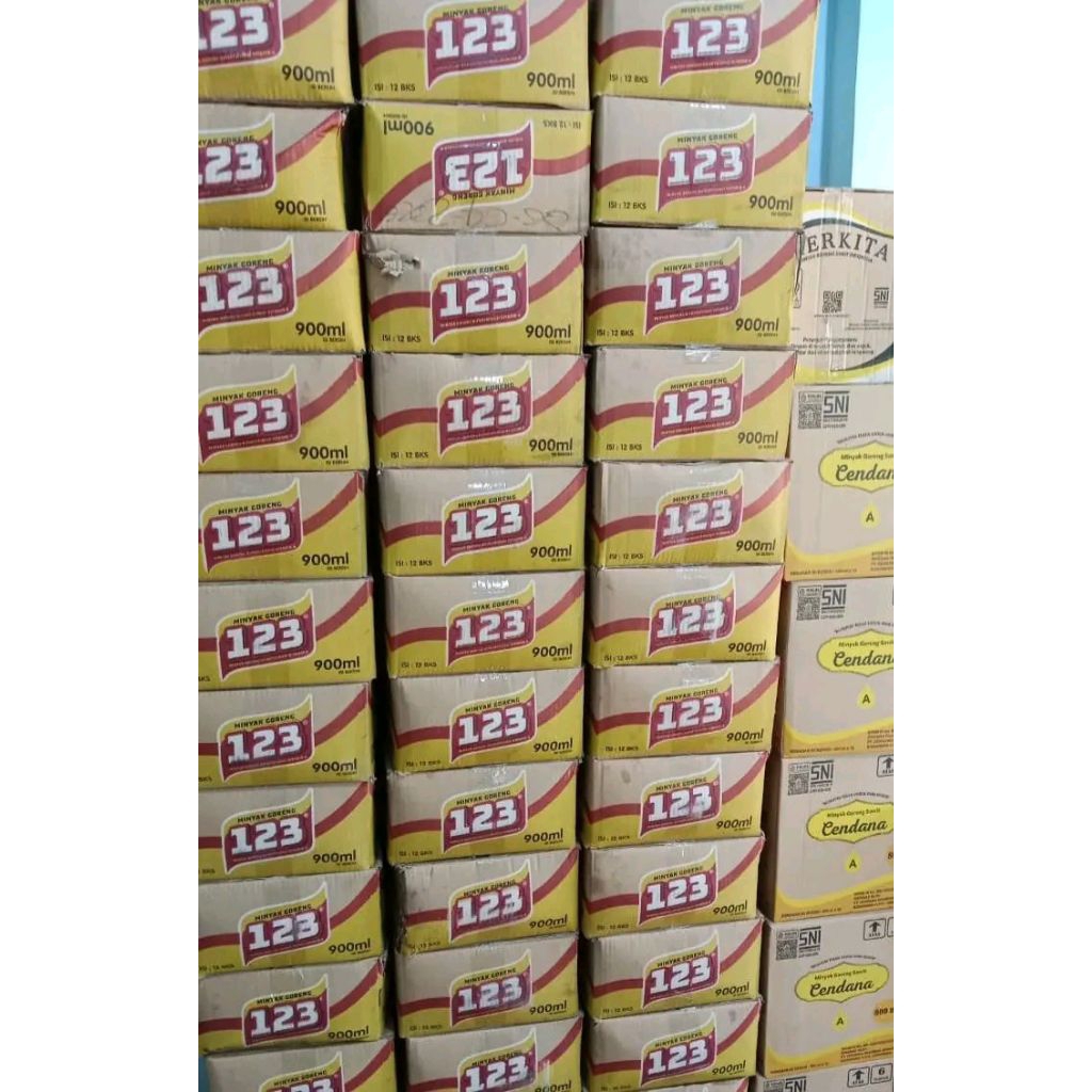 (1Dus)Minyak Sayur premium bening merk 123 isi 12pcs 900ml
