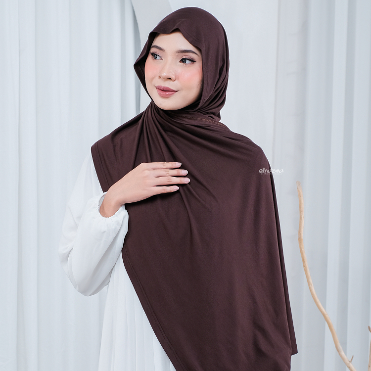 ELHASNA - Hijab Pashmina Rayon Kaos Premium | Turkish Shawl Elhasna Hijab Polos Adem | Hijab Indones
