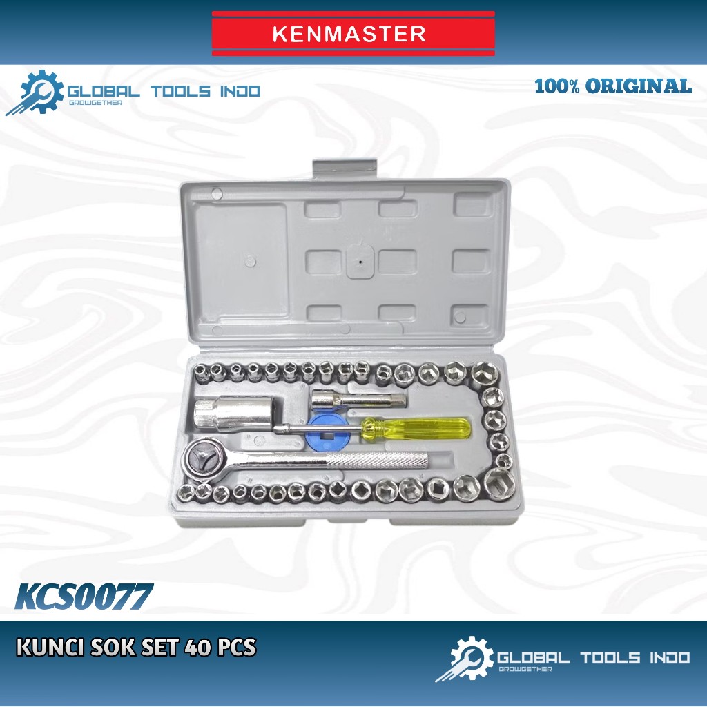 Kunci Sok 40 PCS - Kunci Set Bengkel Kunci Socket SET BOX ORIGINAL KENMASTER