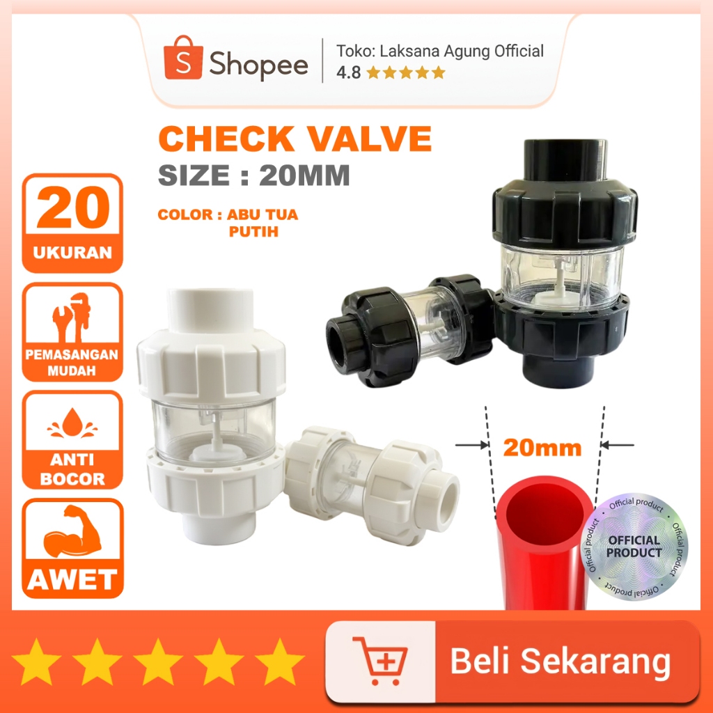 [20mm] Check Valve Aquarium 20mm | Klep Satu Arah Aquarium 20mm Check Valve Pvc 20mm