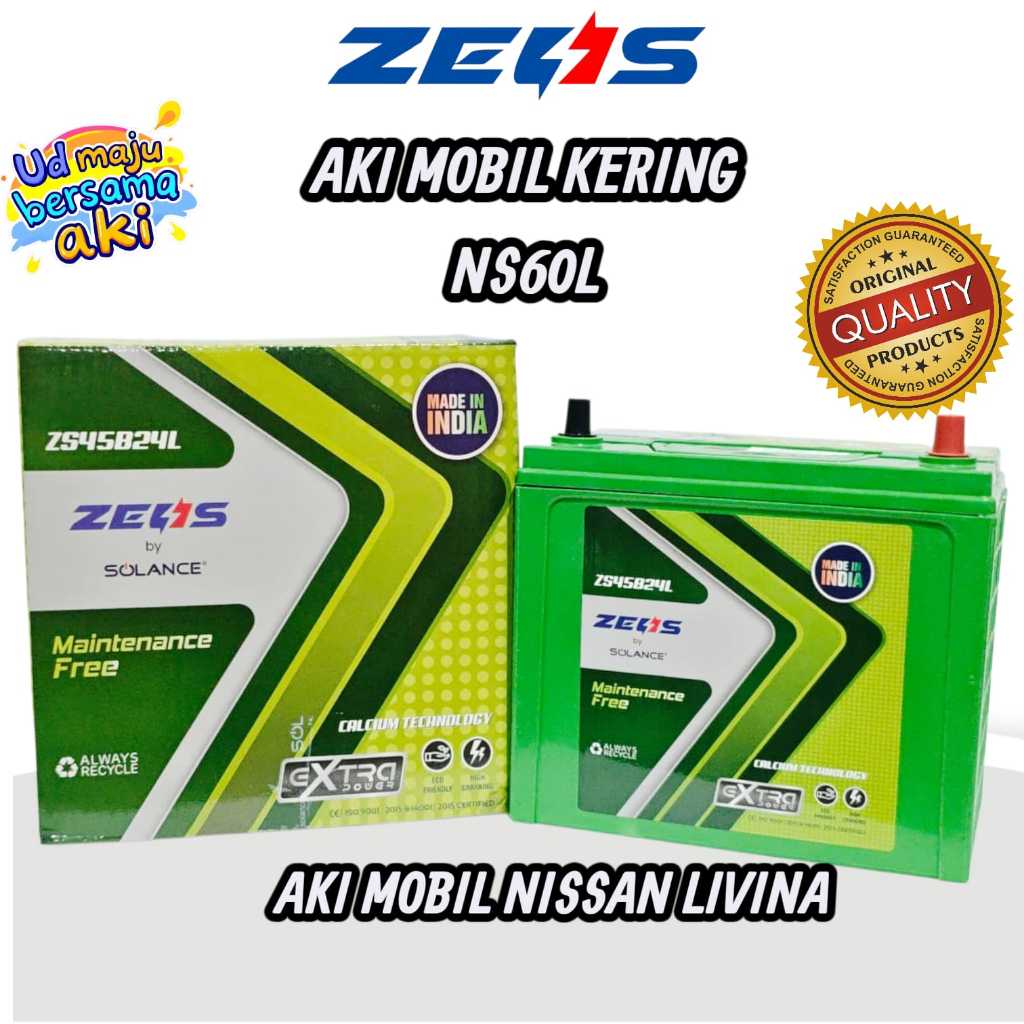 Aki Mobil Grand Livina NS60L ZEUS NS60L 45B24L -45AH Aki Kering MOBIL SUZUKI ERTIGA,XL7,SX4,SCROSS A