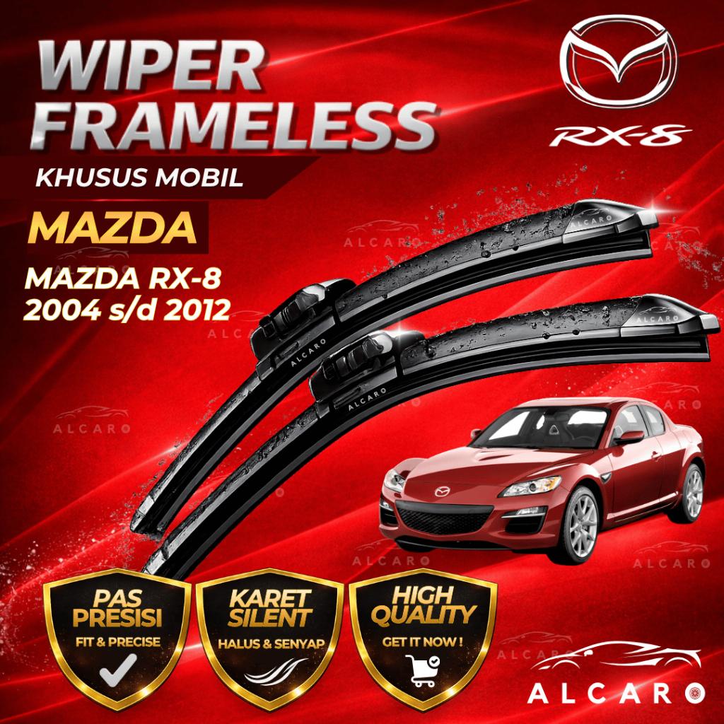 Alcaro Wiper Frameless MAZDA RX-8 2004 s/d 2012 Original Premium - Sapu Kaca MAZDA RX-8 - Wiper MAZD