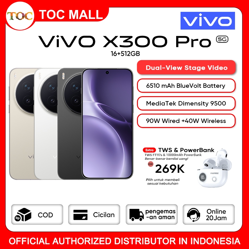 HP Vivo X300 Pro 5G 16/512GB NFC 200MP ZEISS APO Telephoto Cameraa, Dimensity 9500 Garansi Resmi