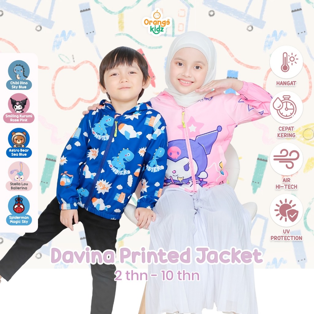 Jacket Parasut Anak Motif Printing Karakter Davina Ripstop