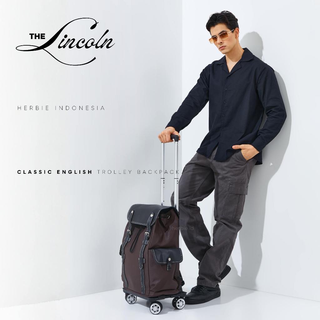 [THE LINCOLN] TAS RANSEL TROLI FASHION KOPER KABIN BAGASI PESAWAT BAHAN KULIT LEATHER PREMIUM ANTI A