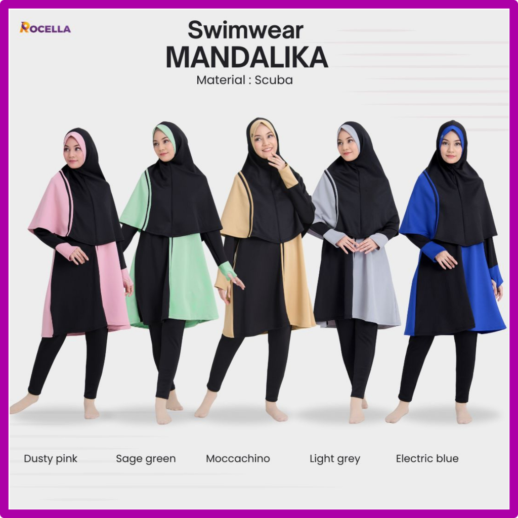 ROCELLA SWIMWEAR MANDALIKA - SWIMWEAR MUSLIMAH - BAJU RENANG MUSLIMAH - SWIMWEAR SYARI