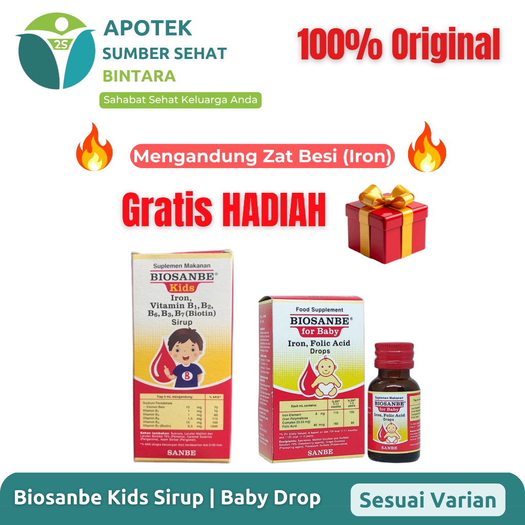 Biosanbe Baby drop | Kids Sirup -  Vitamin Zat Besi Bayi dan Anak