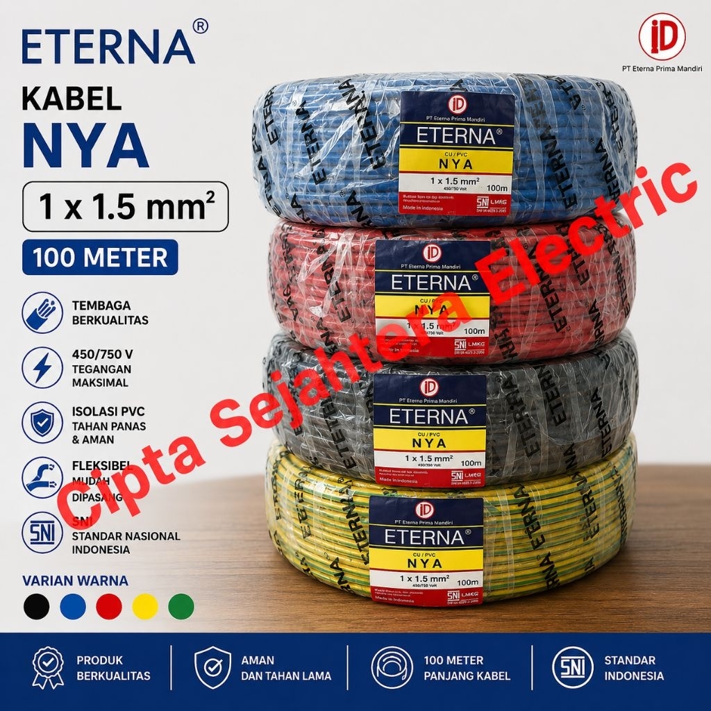 Kabel Eterna
NYA 1.5mm 1x1.5mm 100 Meter
