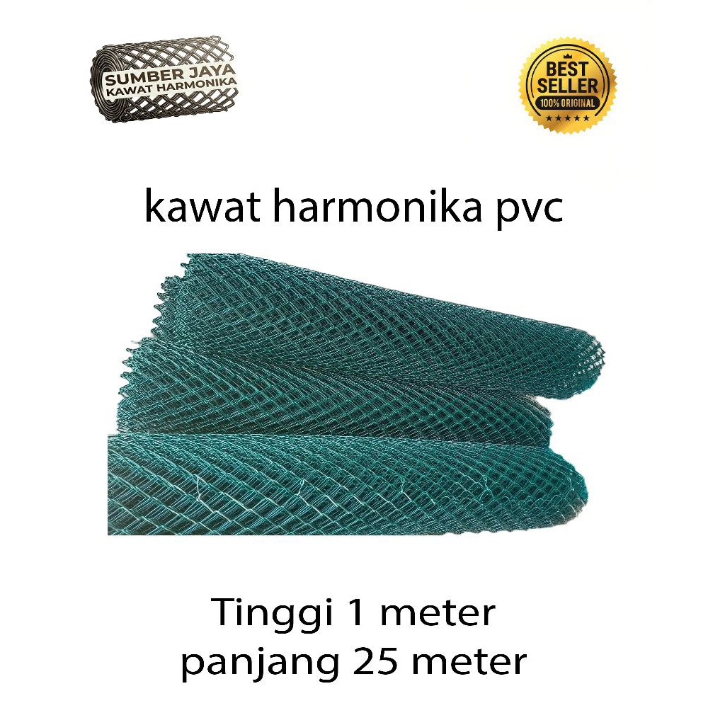 kawat harmonika pvc tinggi 1 meter panjang 25 meter