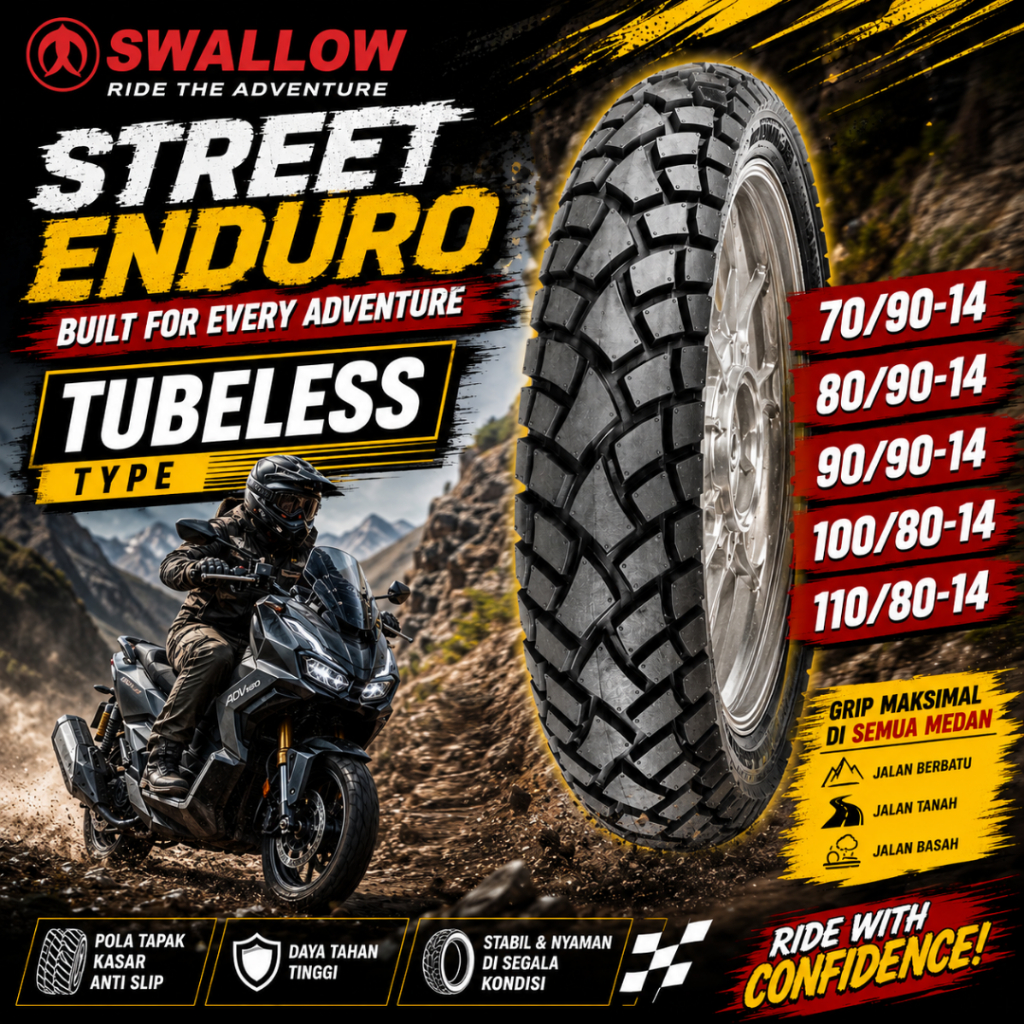 SWALLOW STREET ENDURO Ban Ring 14 80/90 90/90 Ban Motor Ring 14 BanLuar Motor ring 14 Ban Tubles Rin