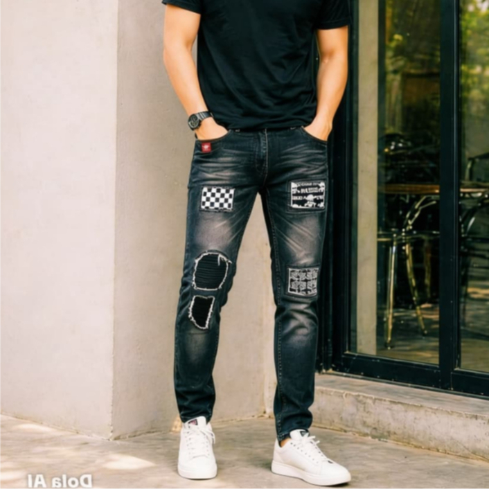 Celana Jeans Panjang Ripped bikers S 2 Black Baron/ celana sobek brand BLACK REIZAN/ celana jeans pa
