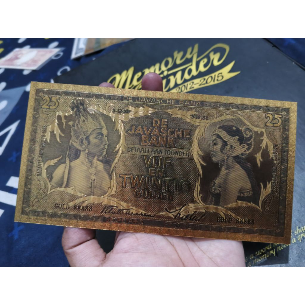 GOLD FOIL UANG KUNO 25 RUPIAH WAYANG