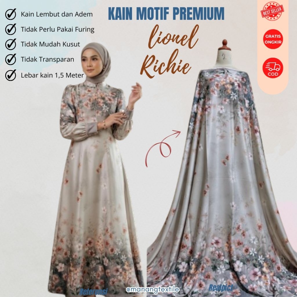 KAIN METERAN LIONEL RICHIE GAMIS LEBAR KAIN 1.5 METER