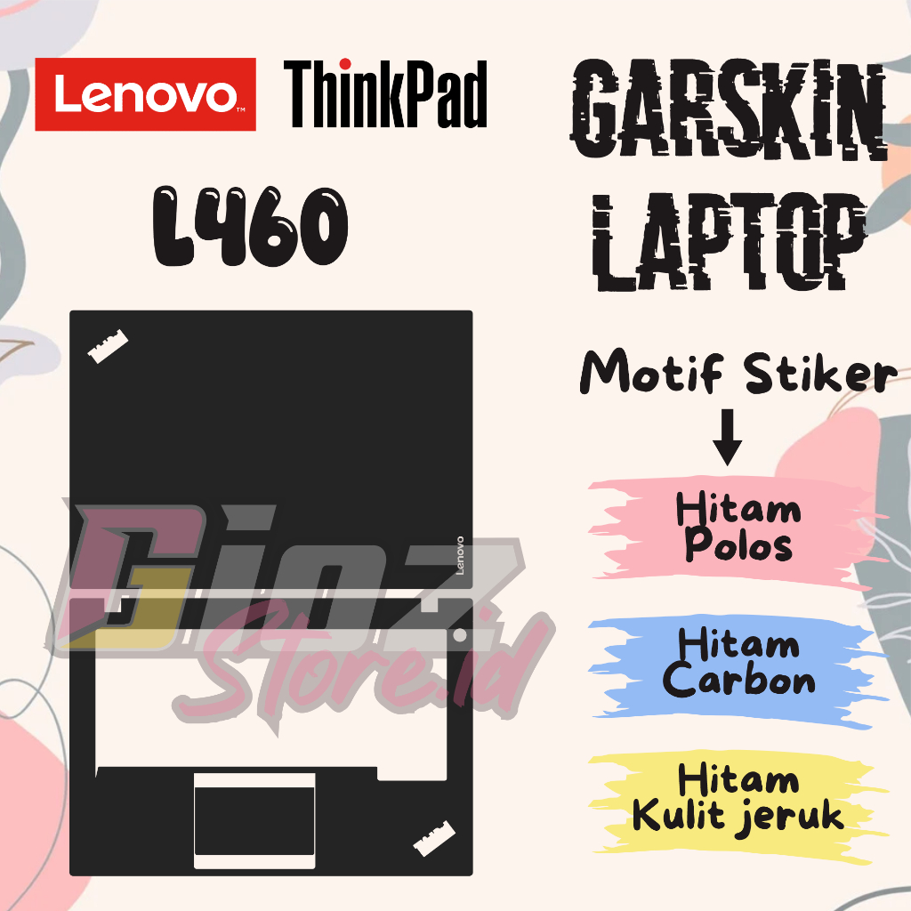 Garskin Laptop Lenovo L460 Stiker hitam doff, Kulit Jeruk, Carbon