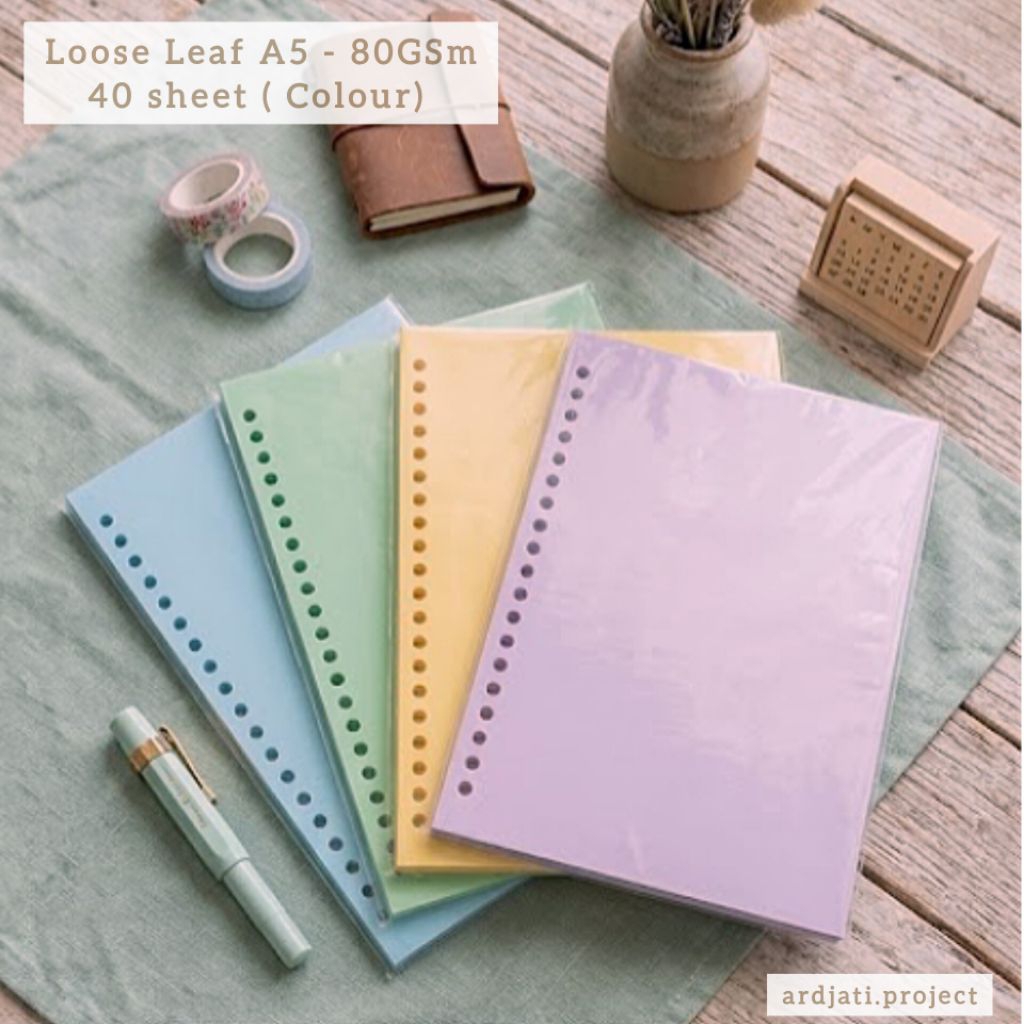 A5 Loose Leaf Warna 80 Gsm 40 lembar 6/20 Holes | Ardjati Loose Leaf Kertas Isi Binder