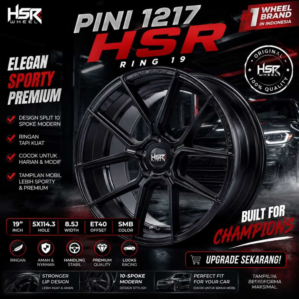 Velg racing pini ring 19 lebar 8.5 Lubang 5X114 et 40 smb