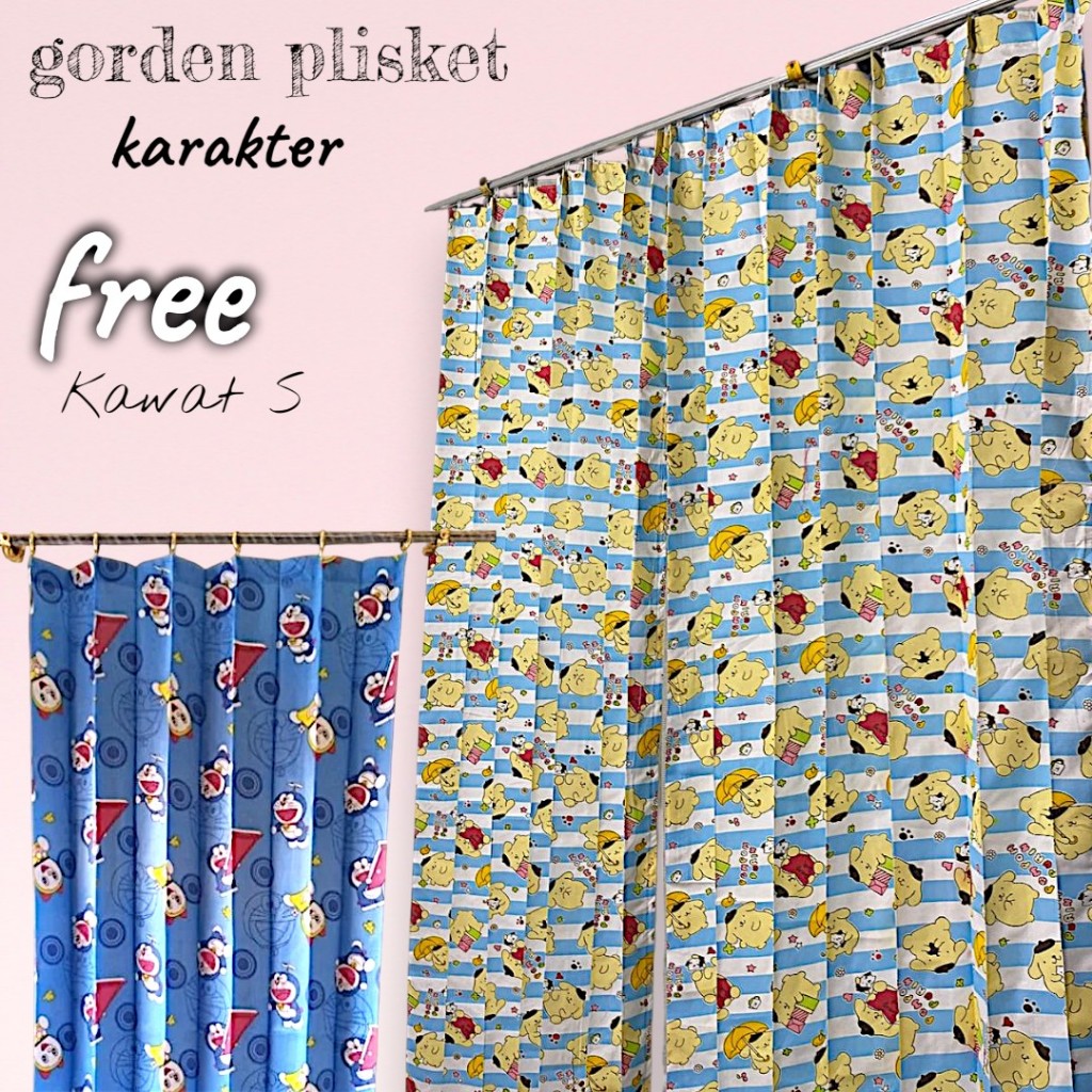Gorden jendela kamar tidur/Tirai kolong dapur motif karakter anak/Korden minimalis model rel/Hordeng