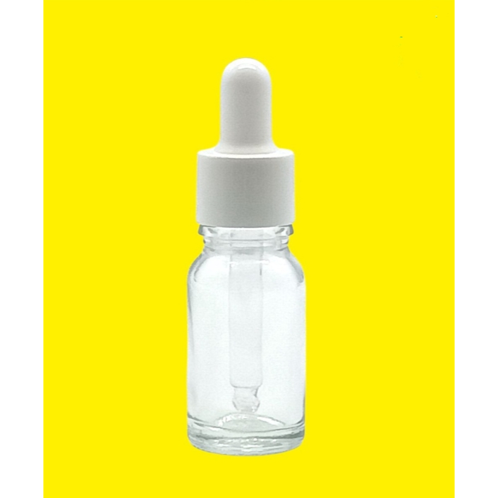 BOTOL KACA PIPET 10ML BENING / CLEAR - RING MULUS PUTIH BOTOL KACA. BULAT KECIL UNIK BOTOLKACA BOTTL