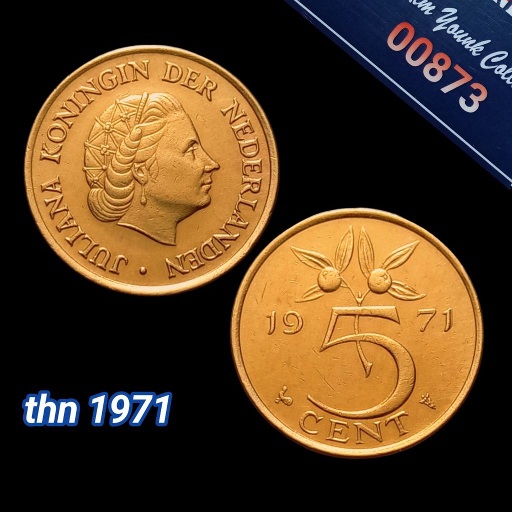 UKA071Coin 5 Cent (BELANDA) Ratu Juliana Thn 1971 Detail Bagus
