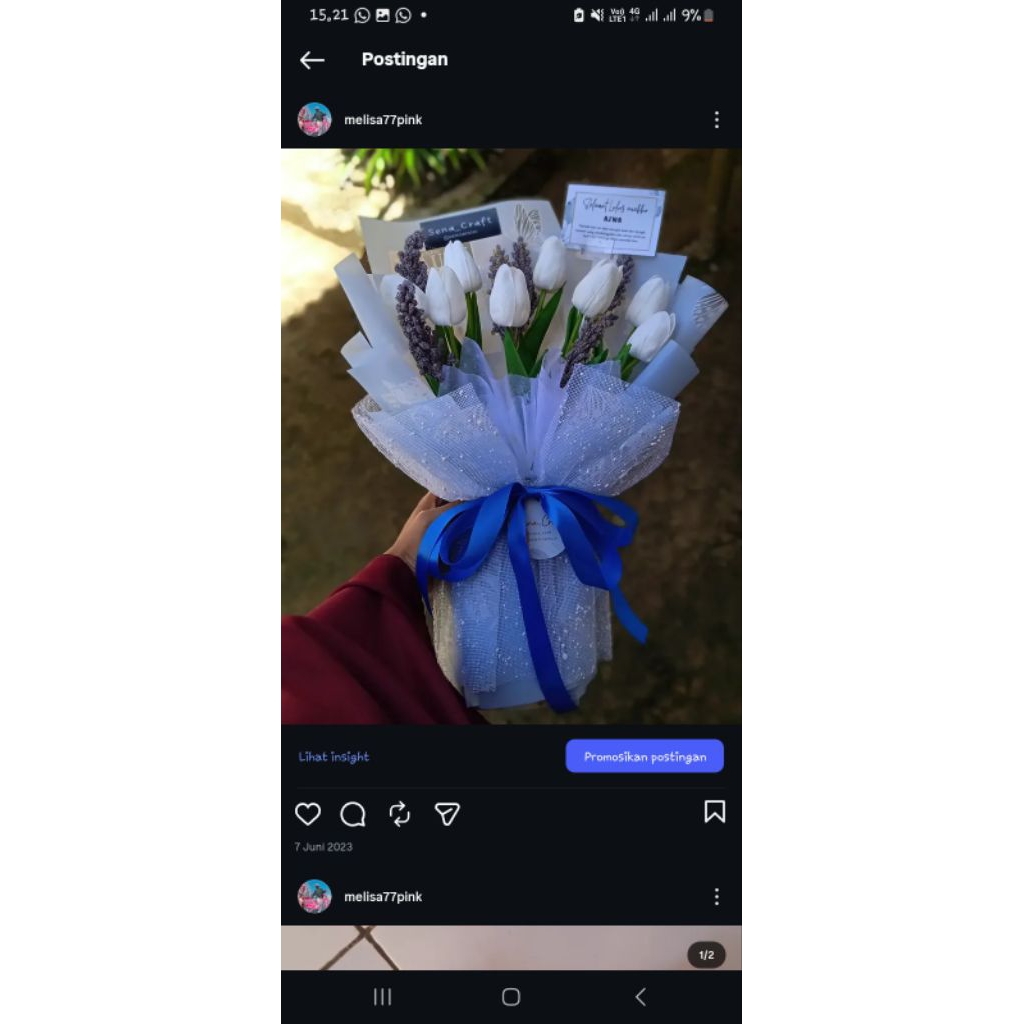 Buket Bunga Tulip Latex mix lavender tille snow putih biru