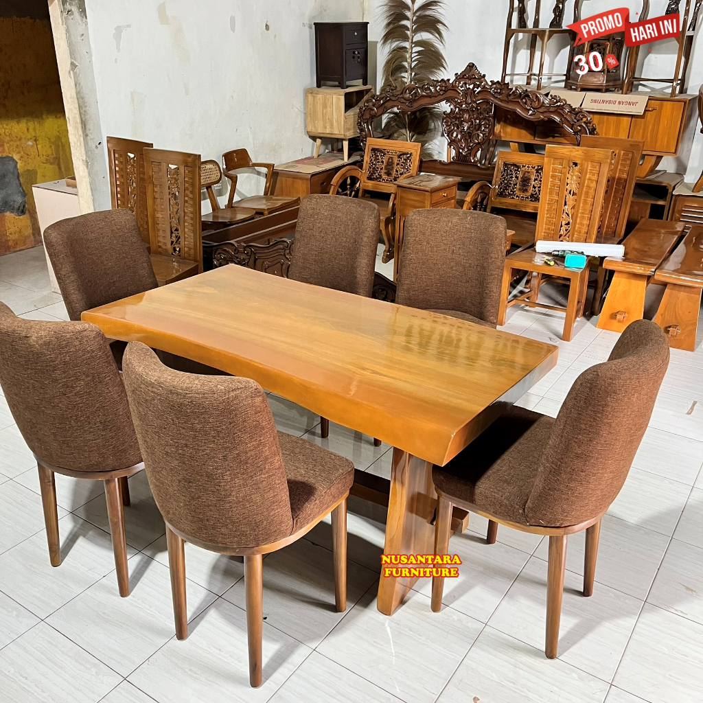 Set Meja Makan Plus 6 Kursi Sofa Produk Mebel Jepara