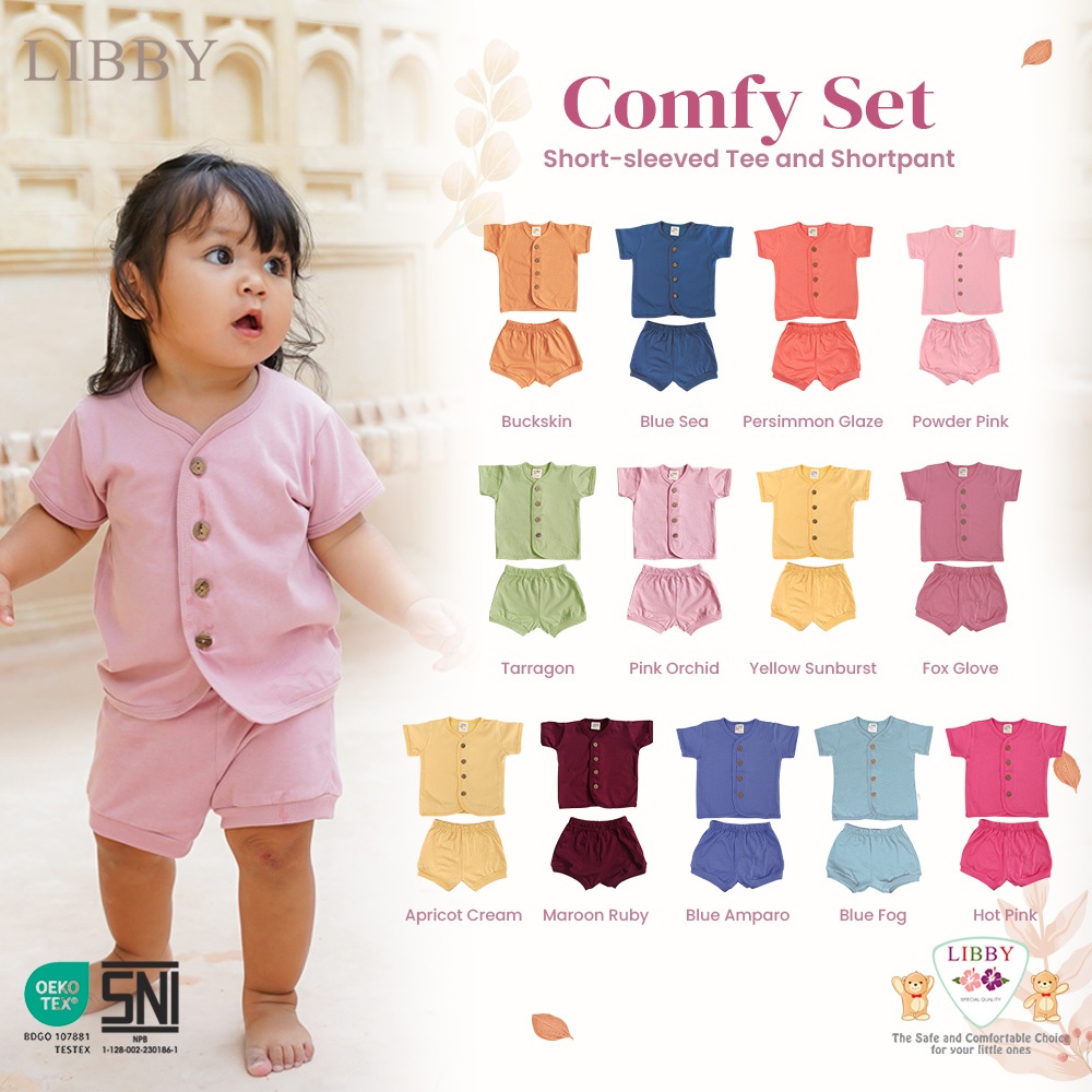 LIBBY Piyama Bayi-Setelan Pendek Bayi-Baju Tidur Bayi-LIBBY EARTH COMFY SET (1 Stel)
