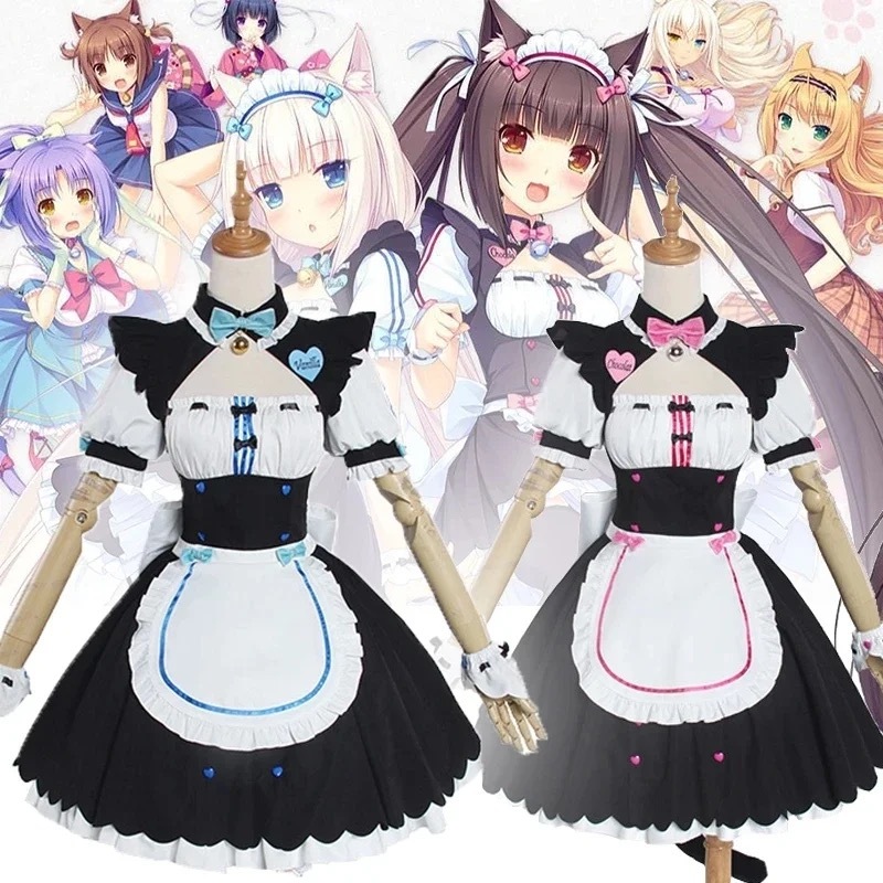 Anime Chocola NEKOPARA Cosplay Suits Vanilla Maid Dress Costume Cat Neko Girl Women Cos Sets Ladies 