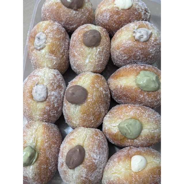 Bomboloni | Italian Soft Donut Cream Filling | Donat Susu Isi Whipped Cream Vanilla Matcha Coklat St