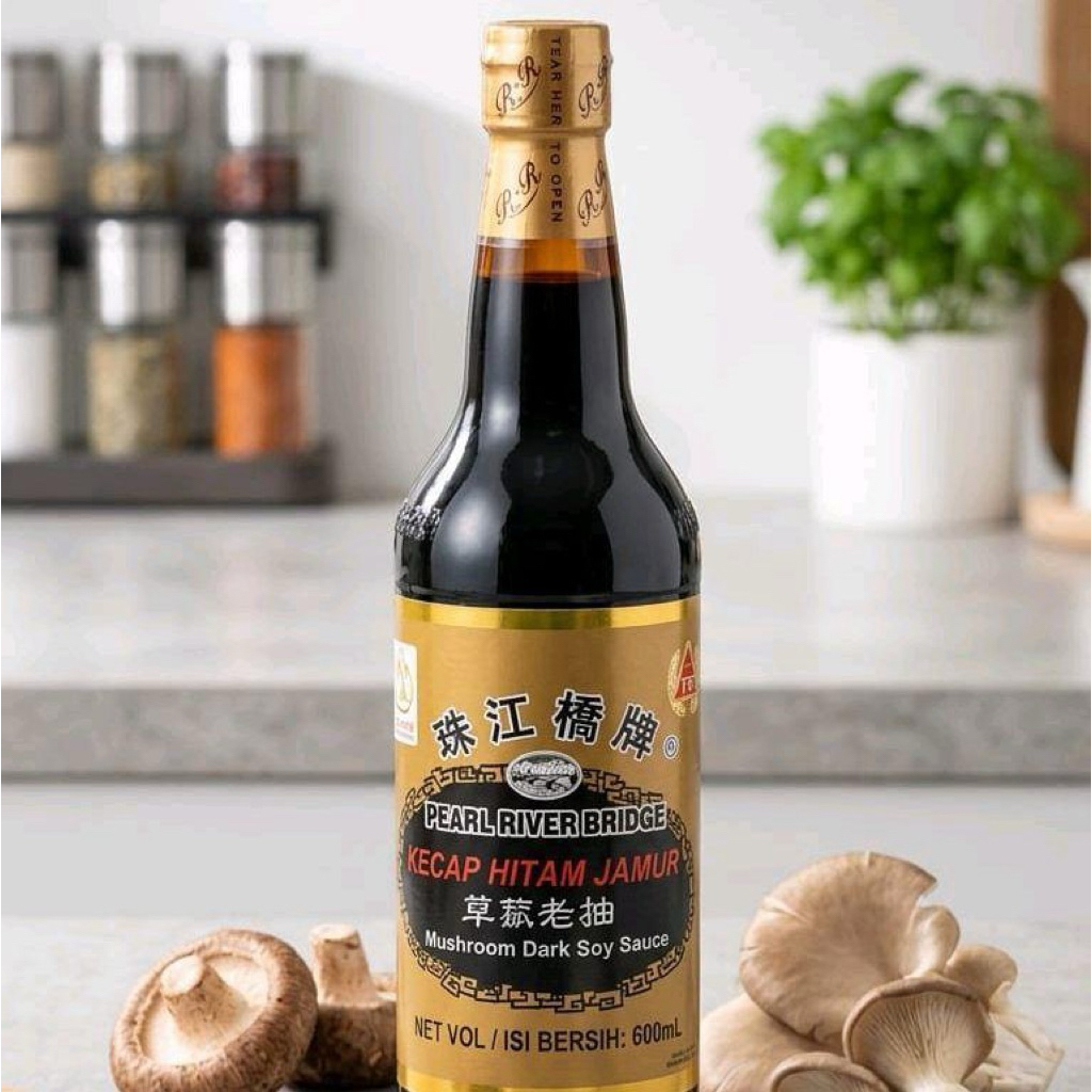 Pearl River Bridge Kecap Hitam Jamur 600ml - Saus Kecap Gelap Jamur untuk Masakan