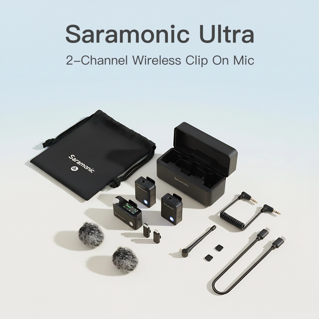 Saramonic Ultra Ultimate 2-Channel Wireless Clip On Microphone System with Timecode Noise Canceling