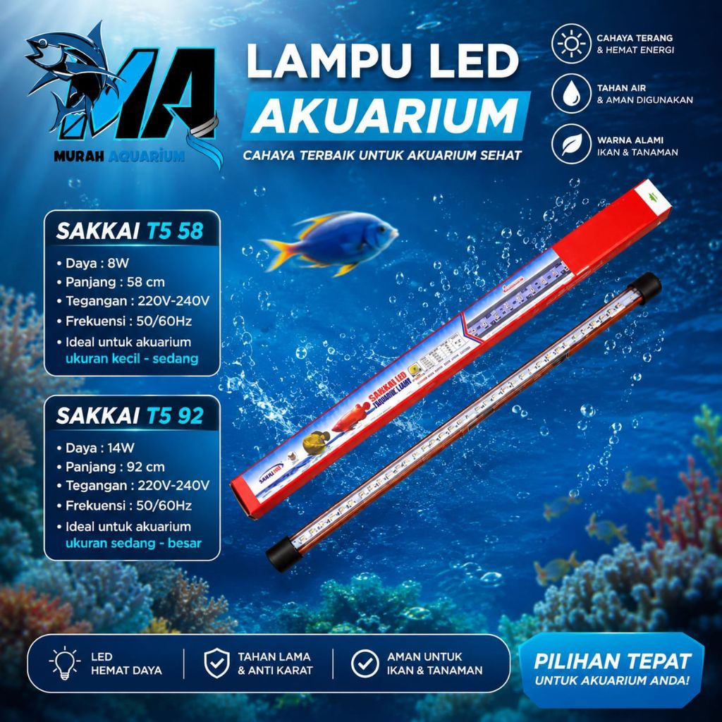 LAMPU AQUARIUM TANNING LED SAKKAI PRO T5 58 ,T5 92