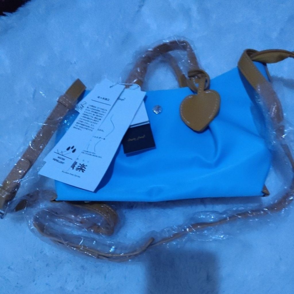 tas slimbag wanita warna biru coklat