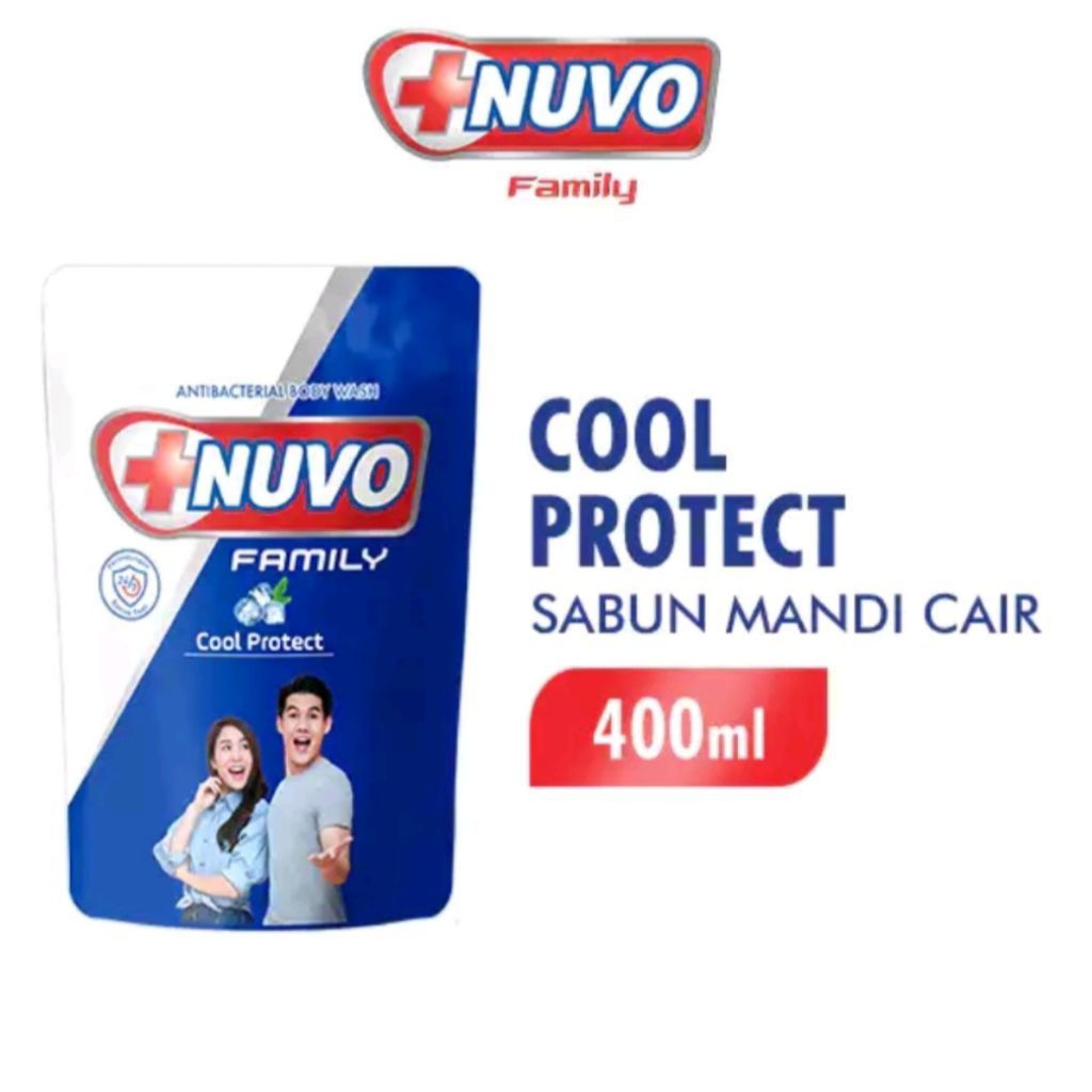 Nuvo Family Sabun Mandi Cair Biru Cool Protect Pouch 400 gr