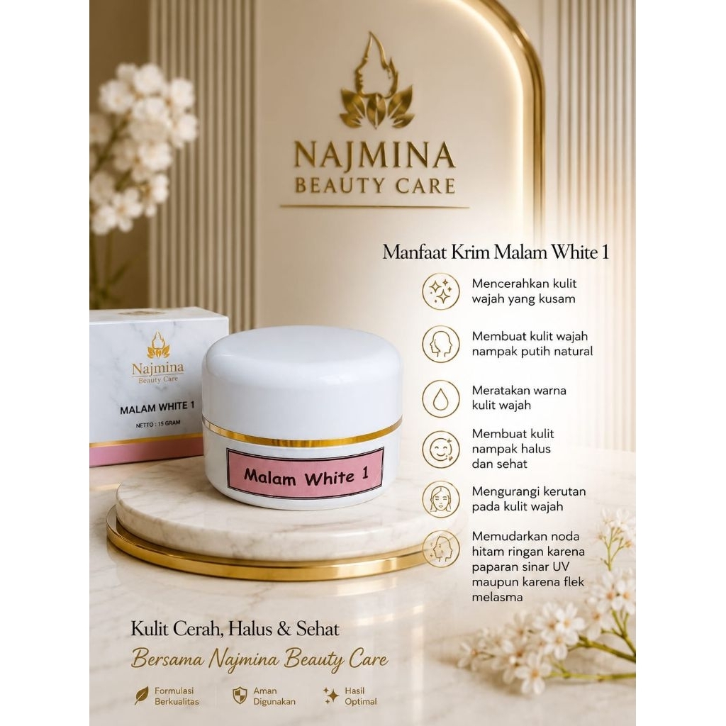 KRIM MALAM WHITE1 NAJMINA KEMASAN BARU