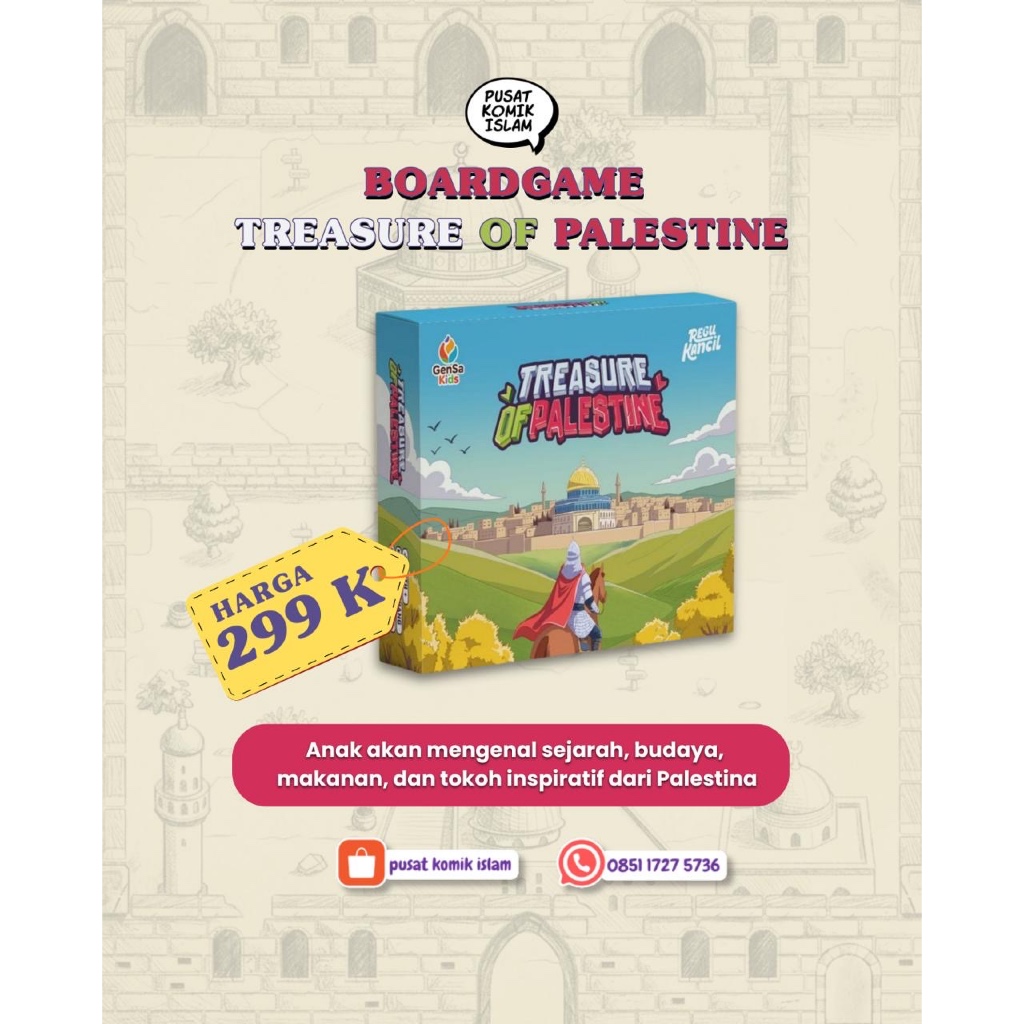 Boardgame Treasure of Palestine / Boardgame Anak Muslim / Game Keluarga Edukatif & Interaktif