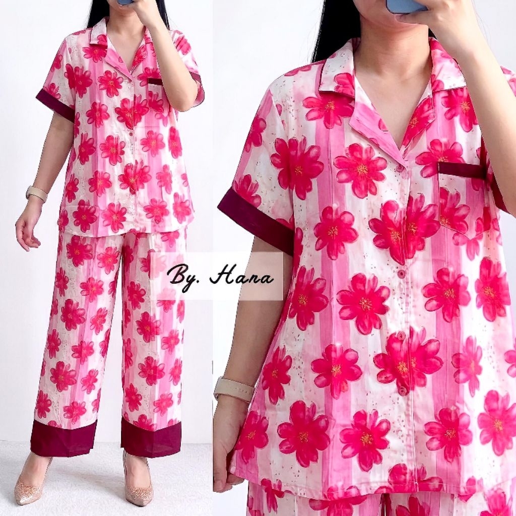 Setelan Juana Jumbo Ld 120 Rayon Viscose 4115 | Piyama | One set Baju Tidur Oneset Busui