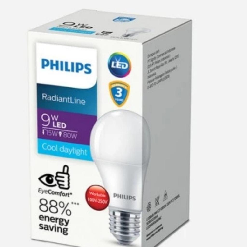 lampu philips led 9 watt putih original