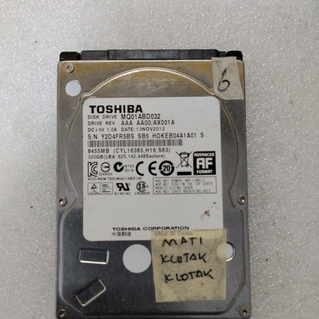 harddisk laptop rusak merk toshiba