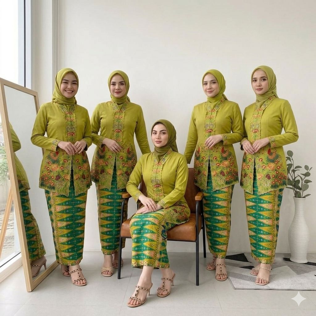 Setelan Kebaya Encim Merak / Setelan Kebaya Encim Modern / Kebaya Pesta + Rok Tumpal Batik