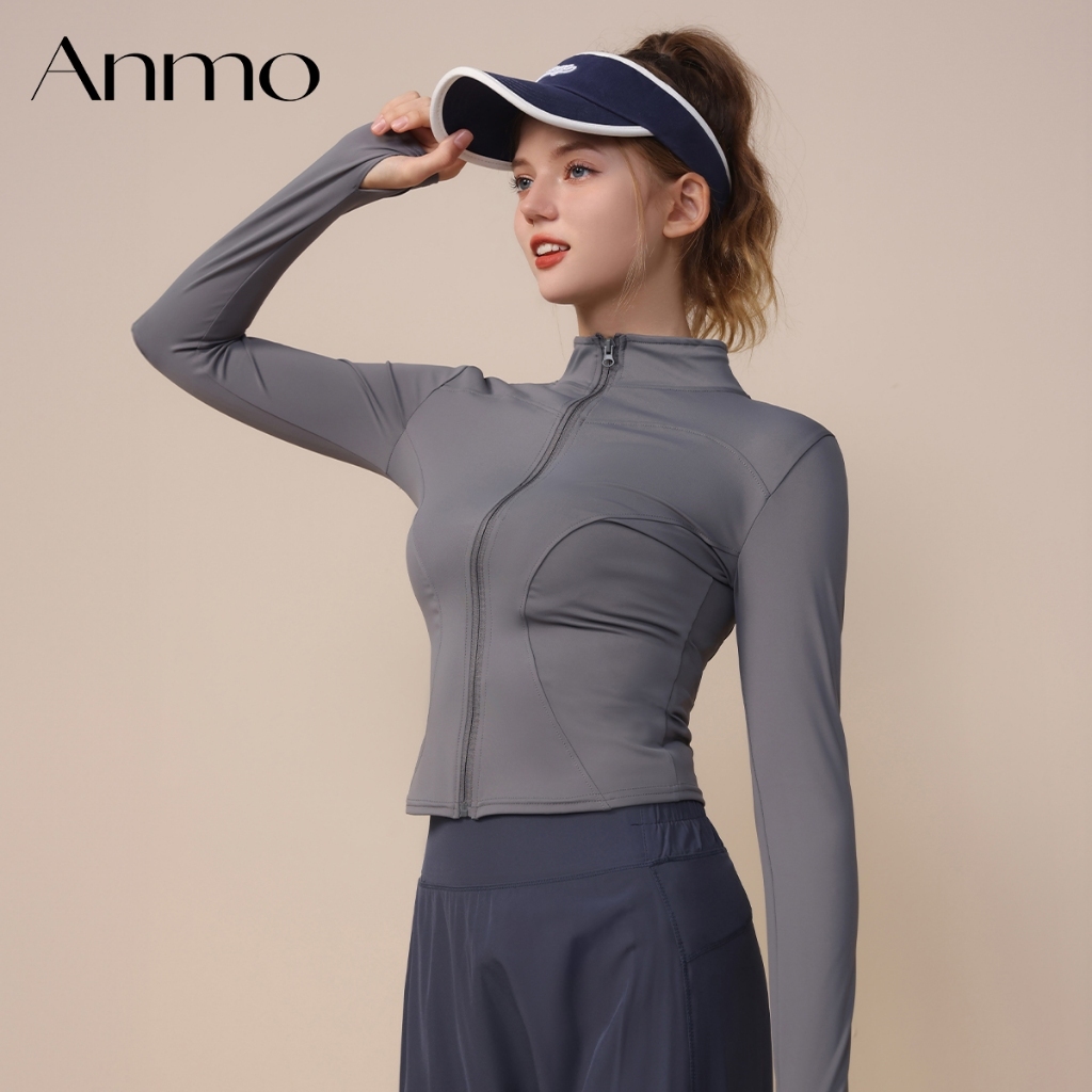 ANMO-Jaket olahraga lengan panjang wanita ANMO nyaman dipakai untuk yoga, gym dan berbagai aktivitas