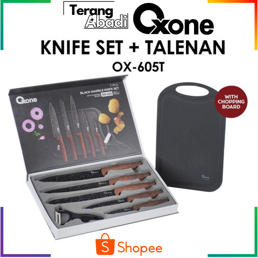 Pisau Set Oxone OX 605-T Oxone Black Marble Pisau Dapur Knife Set isi 6 Pisau Dapur Debm
