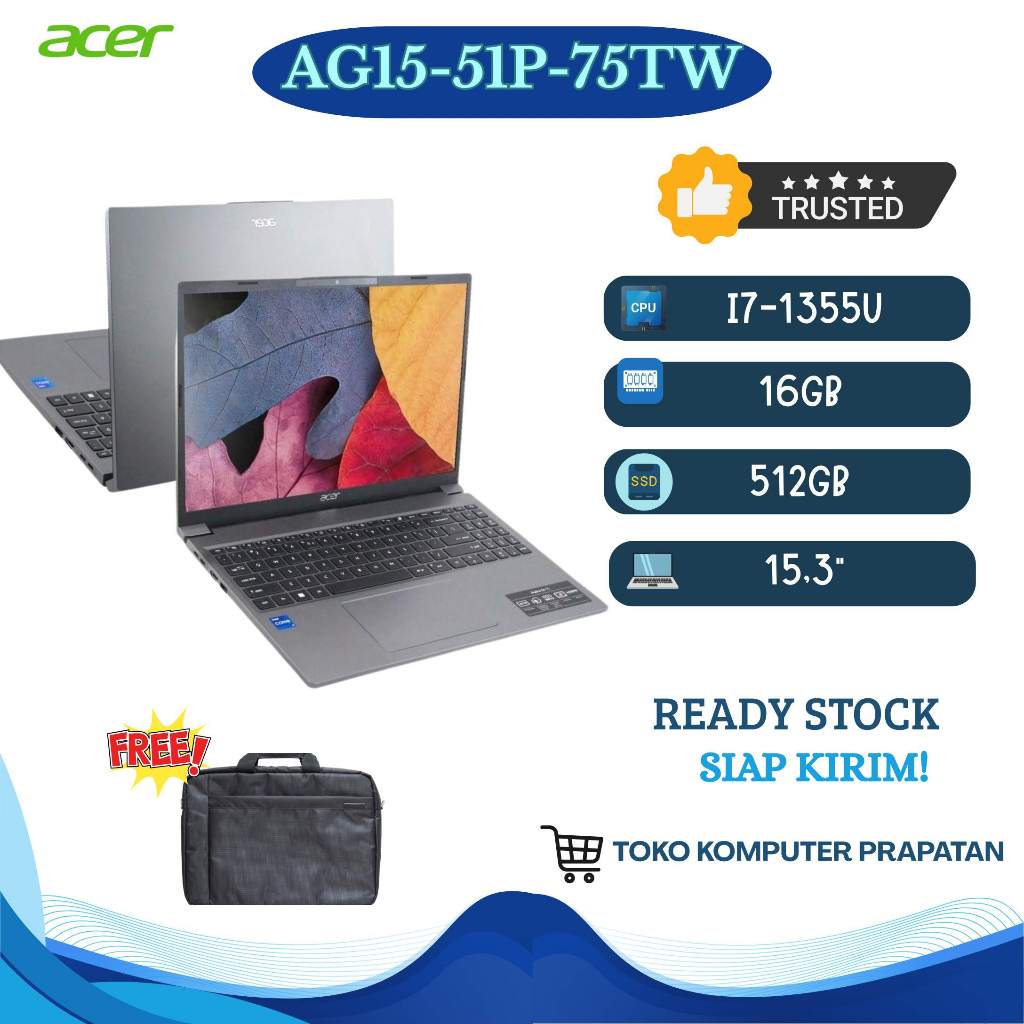 Acer Aspire Go 15 AG15-51p-75TW with Intel i7-1355u and 16GB RAM and 512GB SSD - GREY